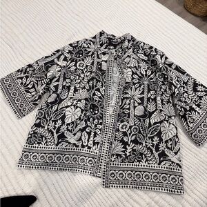 Johnny Was Luciana Kimono Sleeve Linen Camp Shirt